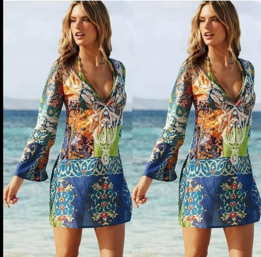 Summer Beach Dress Women Sexy Chiffon Bikini Cover Up Swimwear Dresses Scarf women Sarong Wrap Ladies Summer Dress Cover-Ups02
