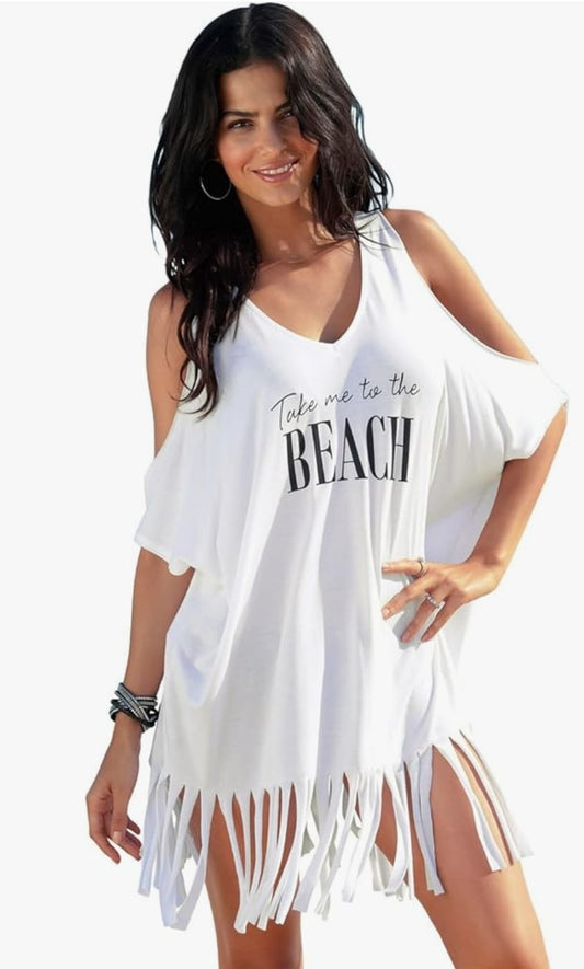 women beach cover up white or black